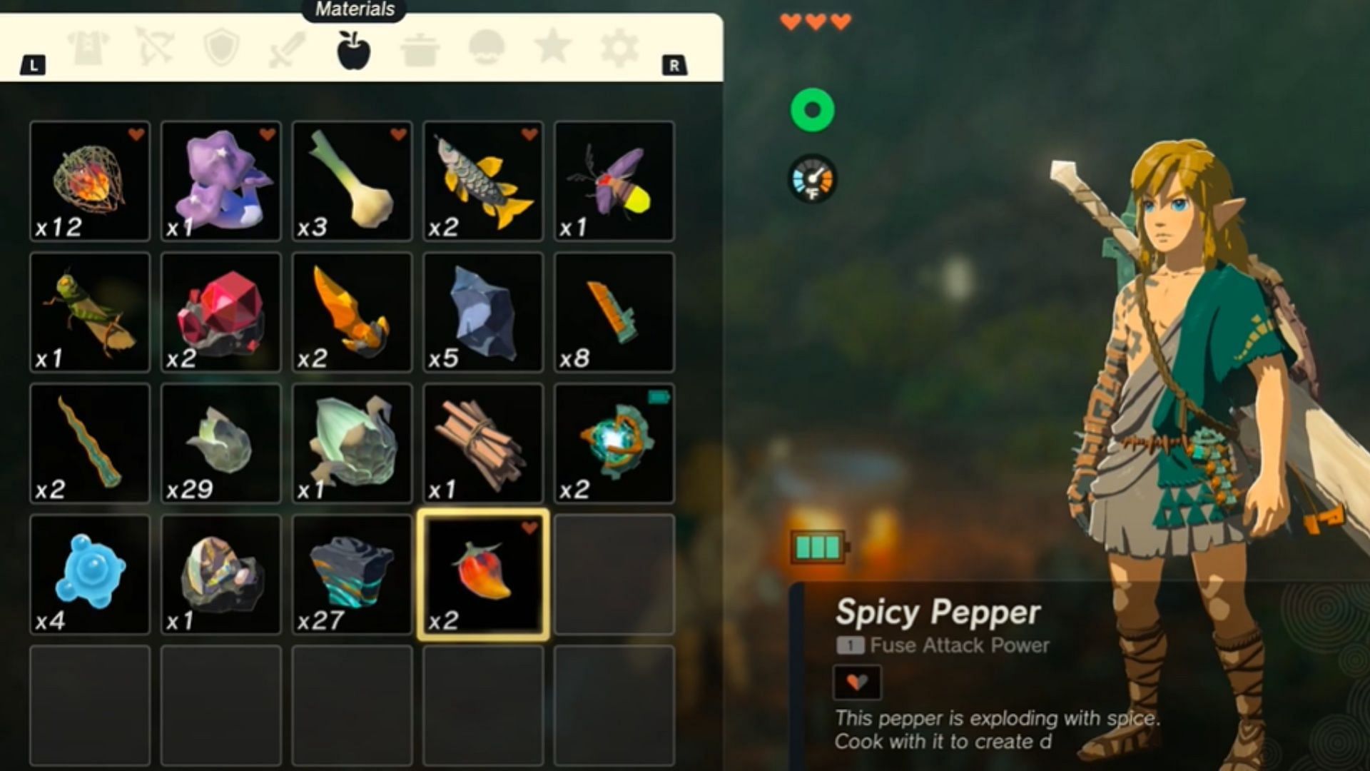 Zelda Breath of The Wild Crafting Recipes Food Cooking Ingredients