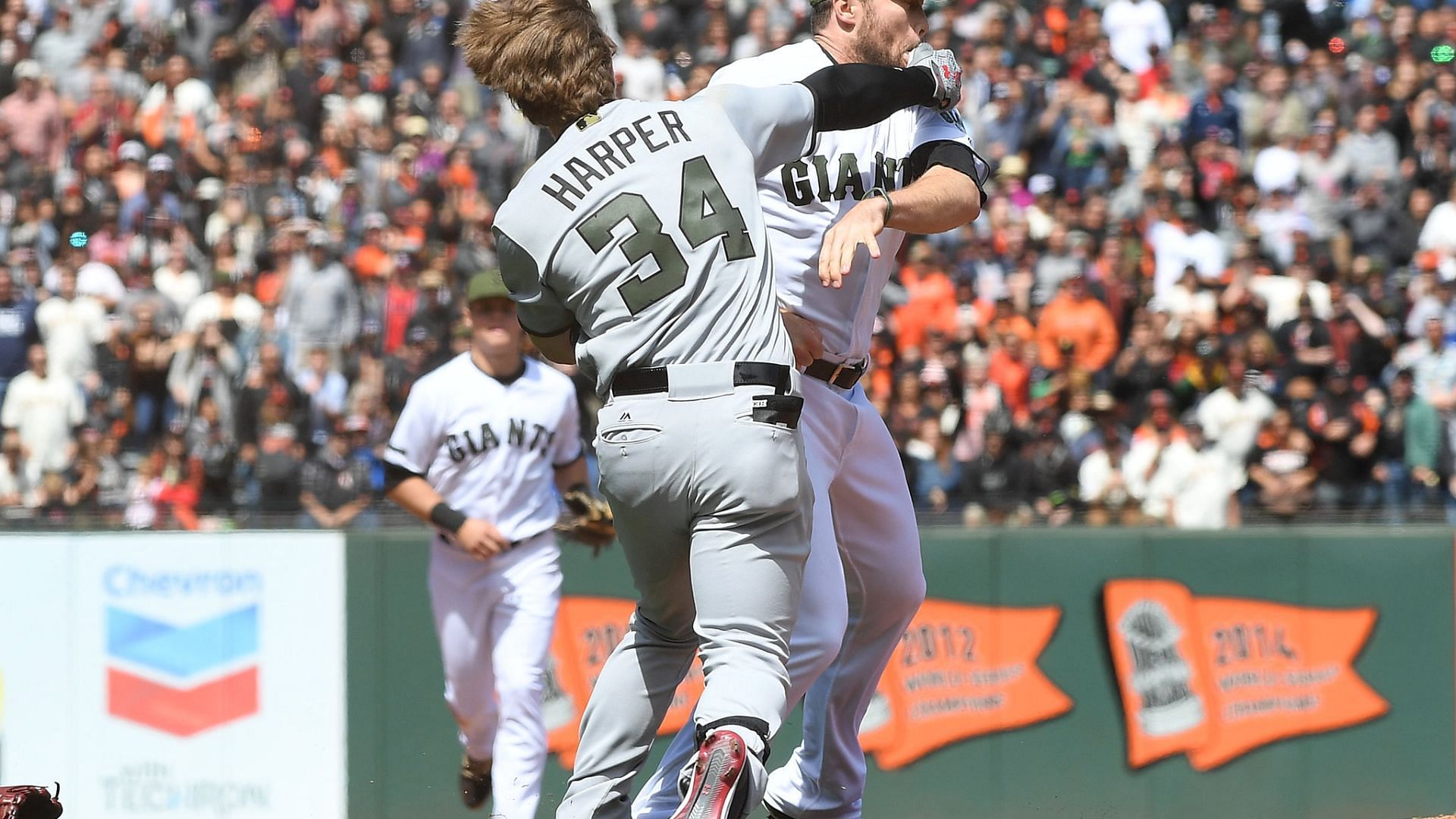 Bryce Harper and Hunter Strickland had a benches clearing brawl in 2017