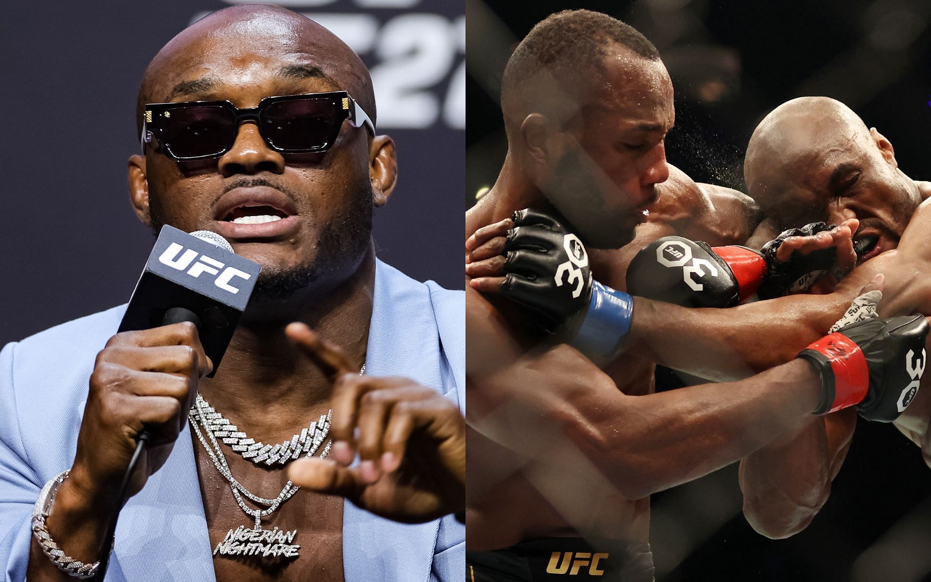 Kamaru Usman (Left); Edwards and Usman in their trilogy fight in March 2023 (Right)