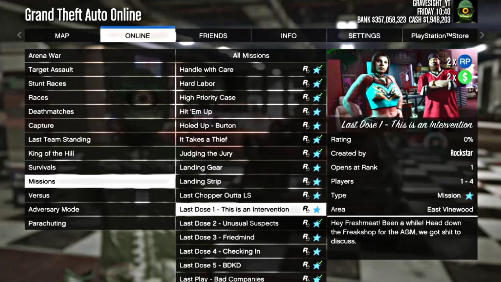 Mission replay menu (Image via YouTube/GRAVESIGHT GTA)