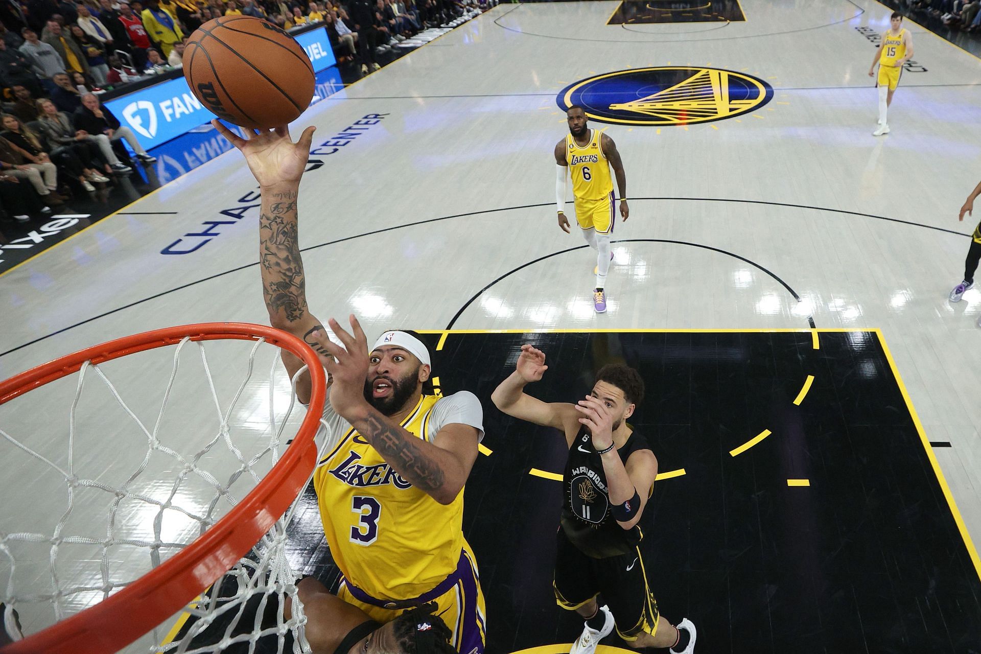 Anthony Davis (left) put in a dominant display to give LA a 1-0 lead in the series