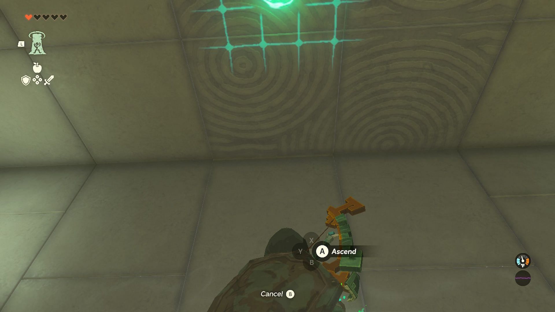 Using Ascend on the wall above (Image via Nintendo)