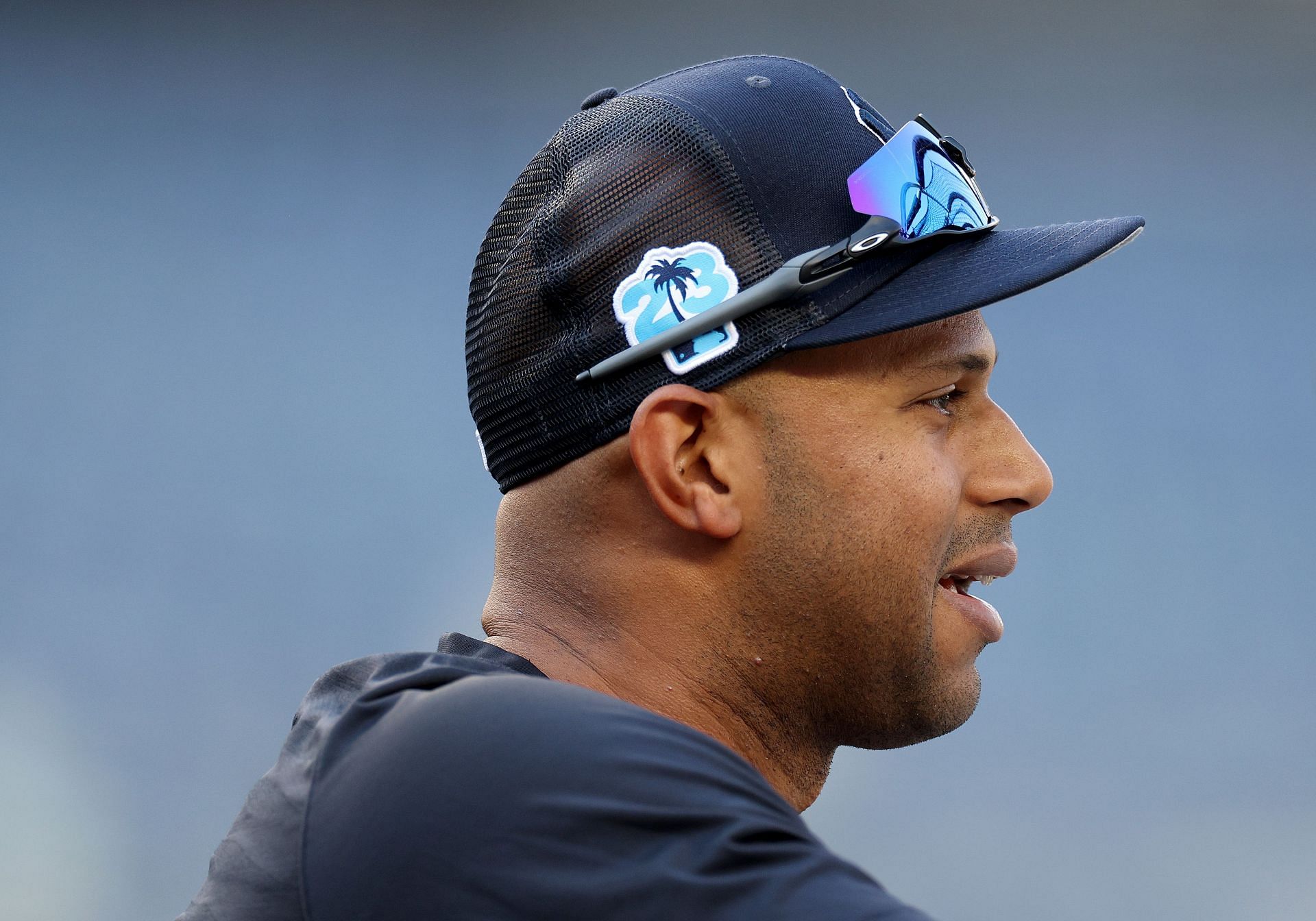 Aaron Hicks looks on during batting practice before the game against the Minnesota Twins at Yankee Stadium