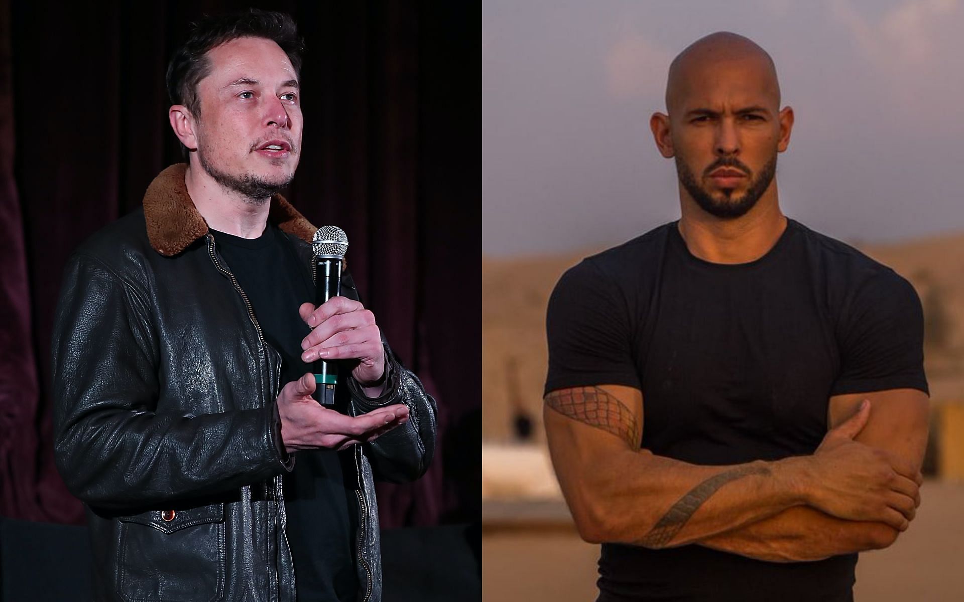 Elon Musk (left) and Andrew Tate (right) [Image credits: Getty Images and @cobratate on Twitter]