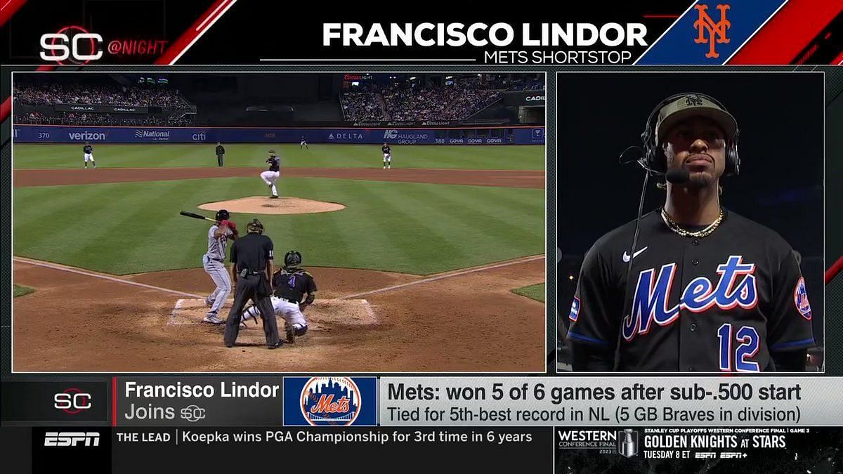 Mets Francisco Lindor easily turns double play during ESPN interview