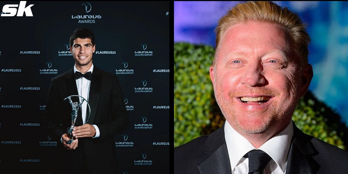 Carlos Alcaraz (L) and Boris Becker (R)