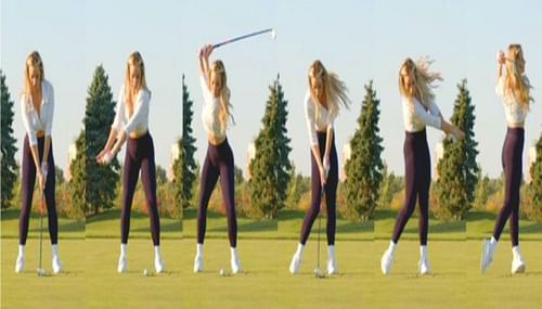 Paige Spiranac's golf swing secuence (Image via Twitter @PaigeSpiranac).