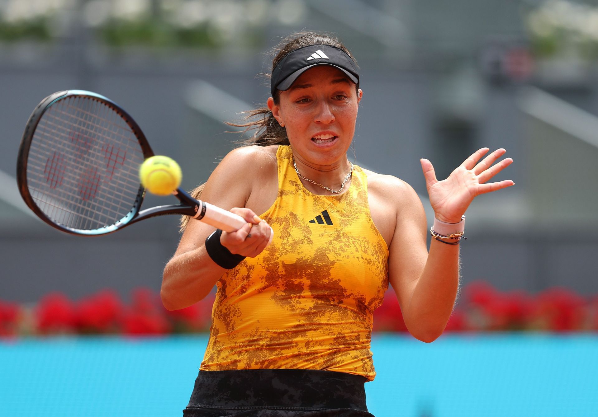 Jessica Pegula in action at the Madrid Open