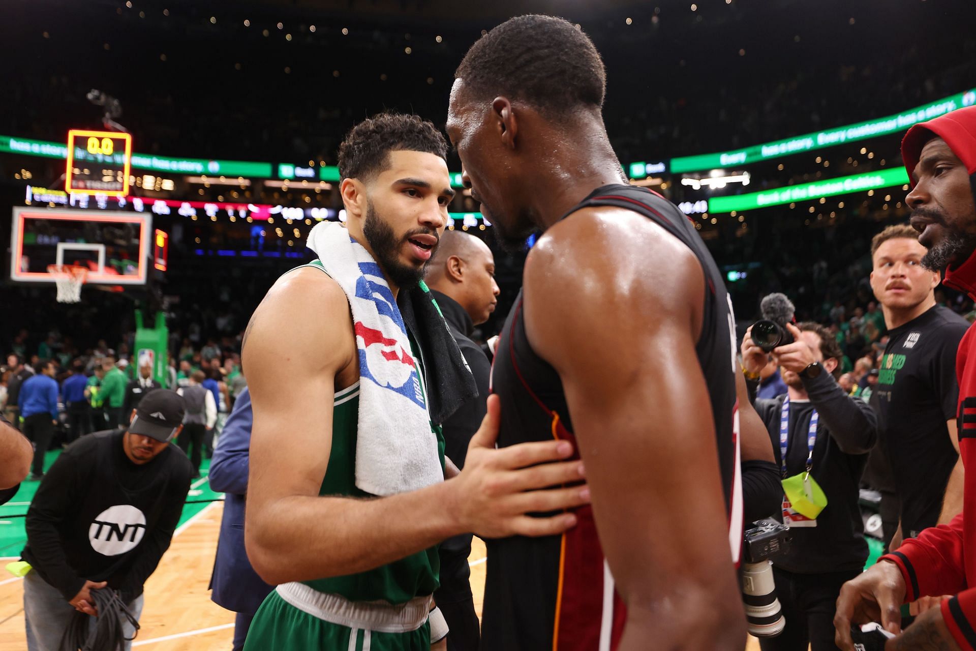 Jayson Tatum, left, and Bam Adebayo