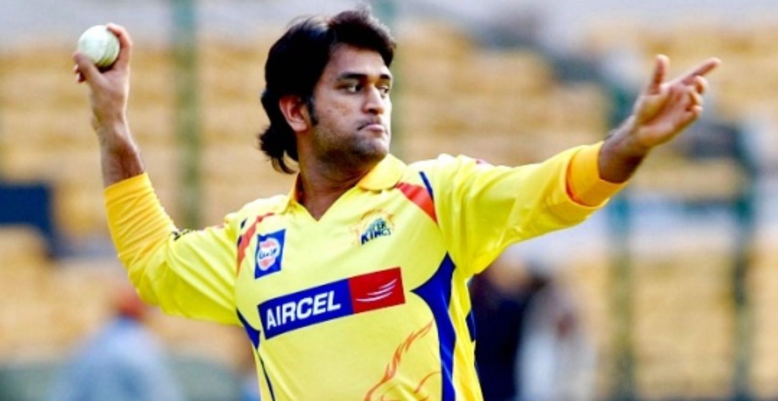 A long-haired MS Dhoni in action for CSK in 2012 (Picture Credits: IndiaTimes.com)