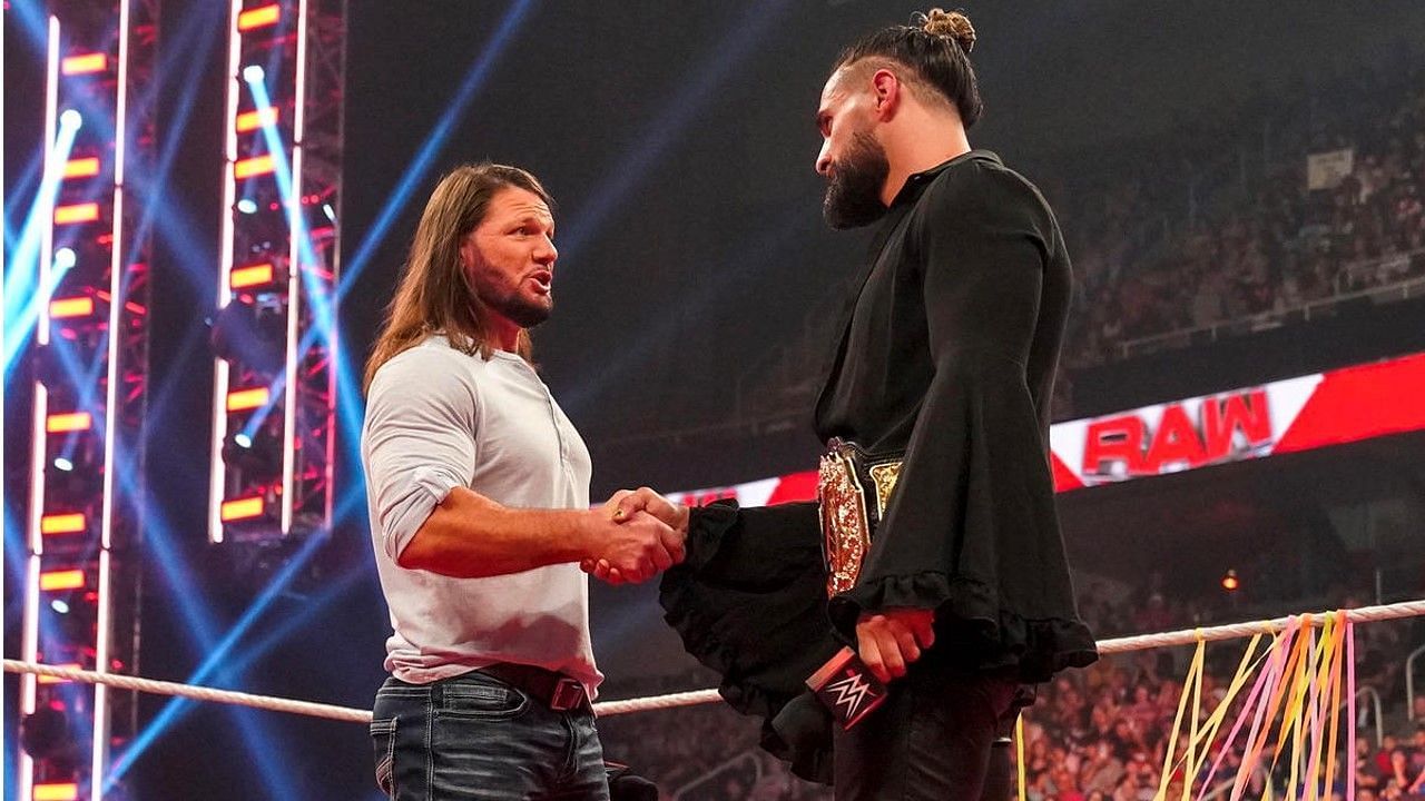 AJ Styles and Seth Rollins shook hands in the middle of the ring