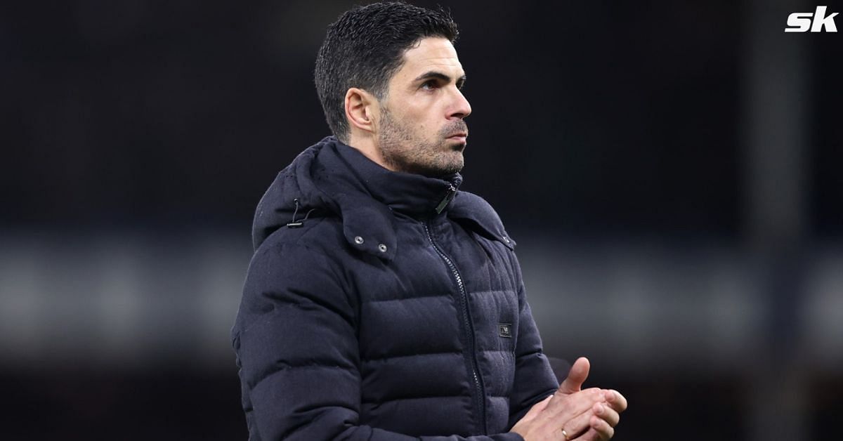 Arsenal manager Mikel Arteta reacts during a game.