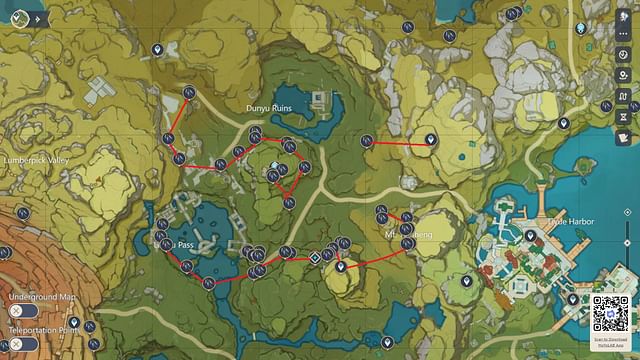 All Violetgrass locations in Genshin Impact: Baizhu materials farming guide