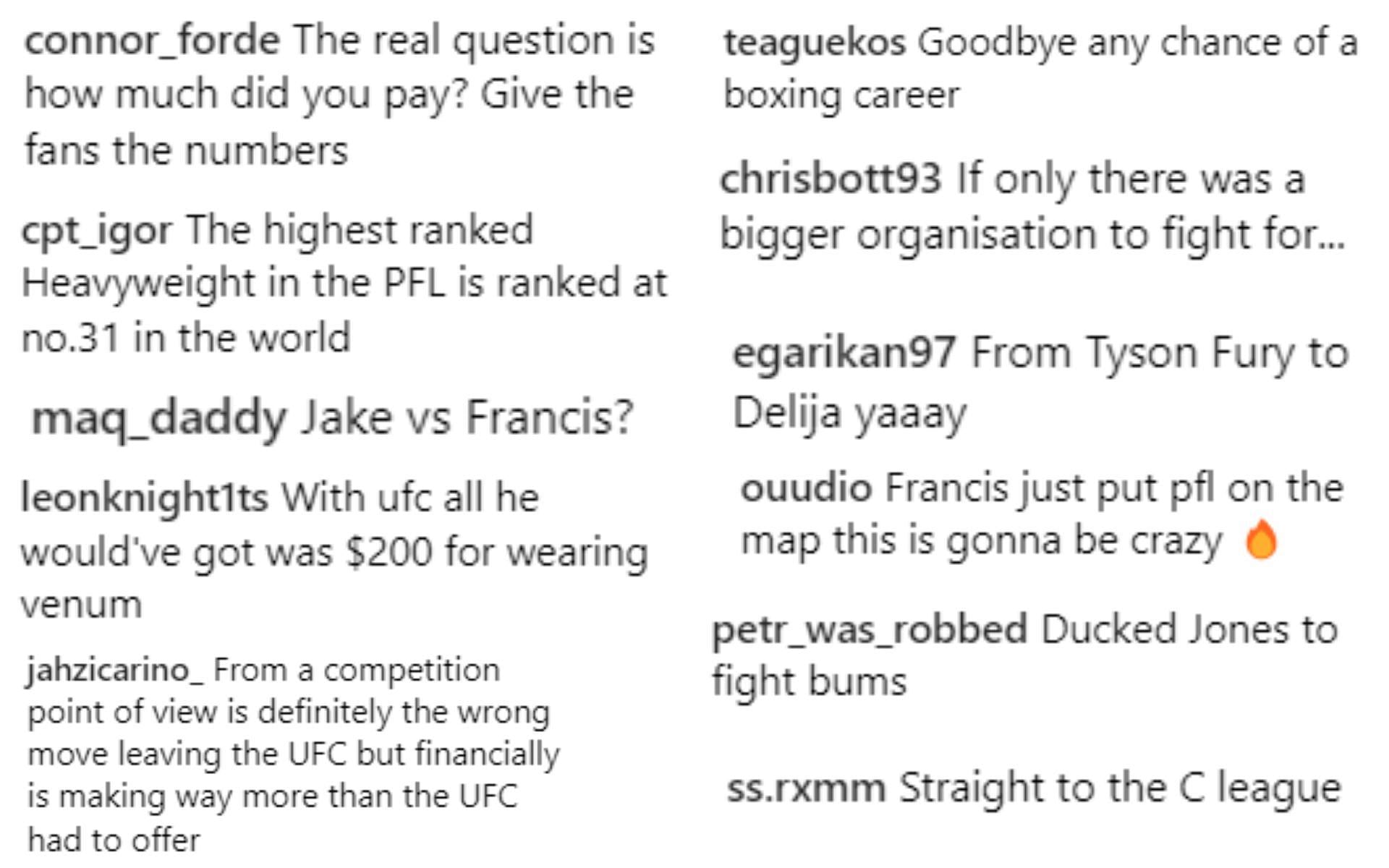 Screenshots from @pflmma on Instagram