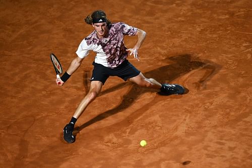 Stefanos Tsitsipas in action at the Italian Open