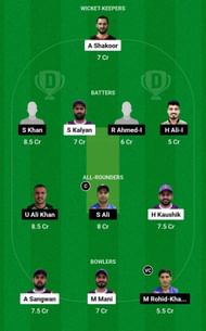Dream11 Team for Ajman vs Fujairah - Emirates D10 League 2023.