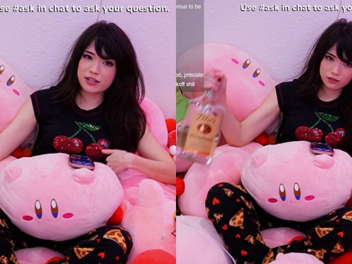 Emiru reveals why she will stop drinking solo on stream (Image via Twitch)