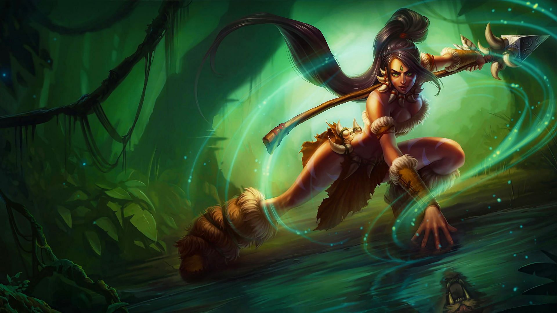Nidalee is an expert tracker who can transform at any time into a vicious pakaa (Image via Riot Games)
