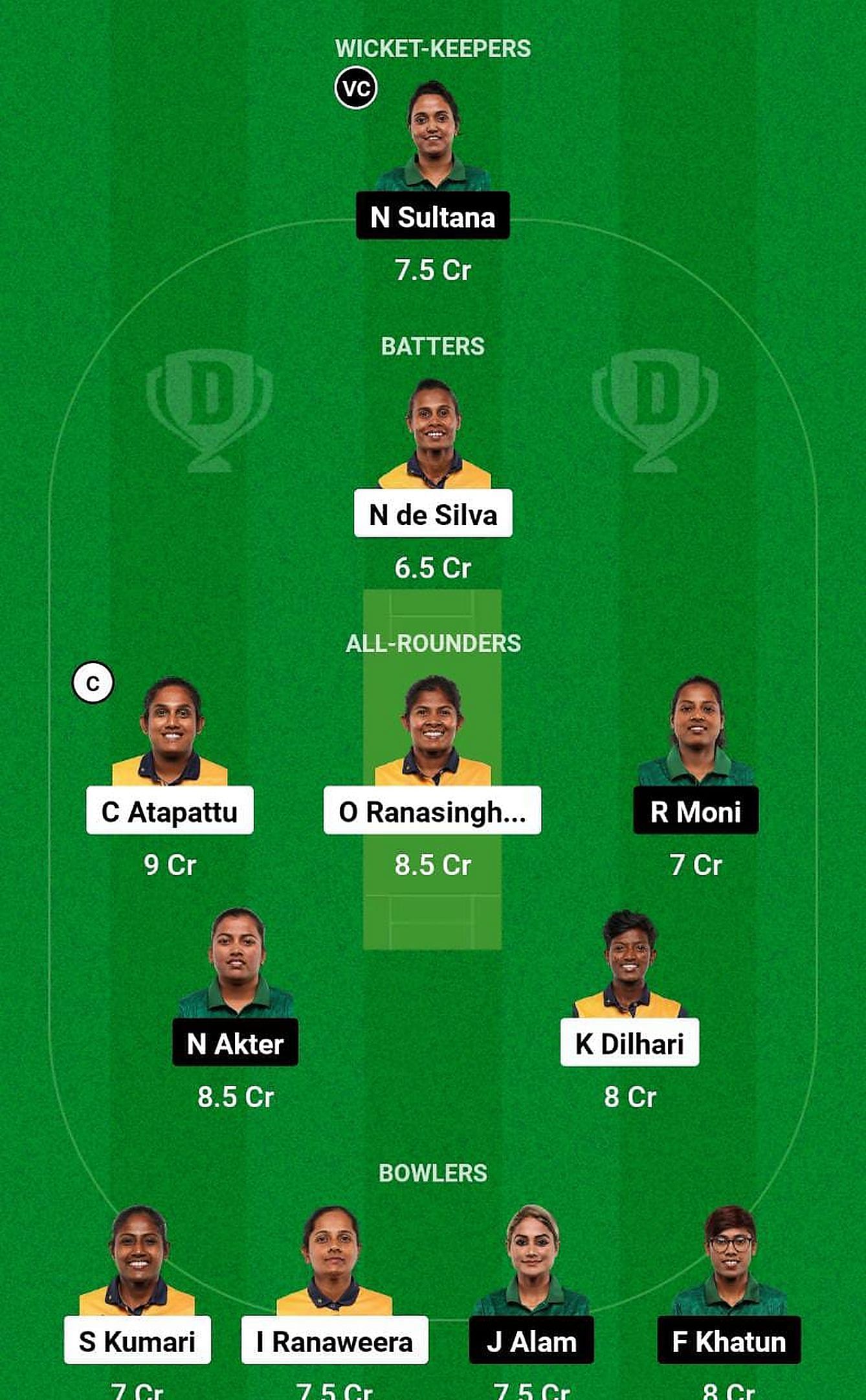 SL-W vs BD-W Fantasy Suggestion Team 2