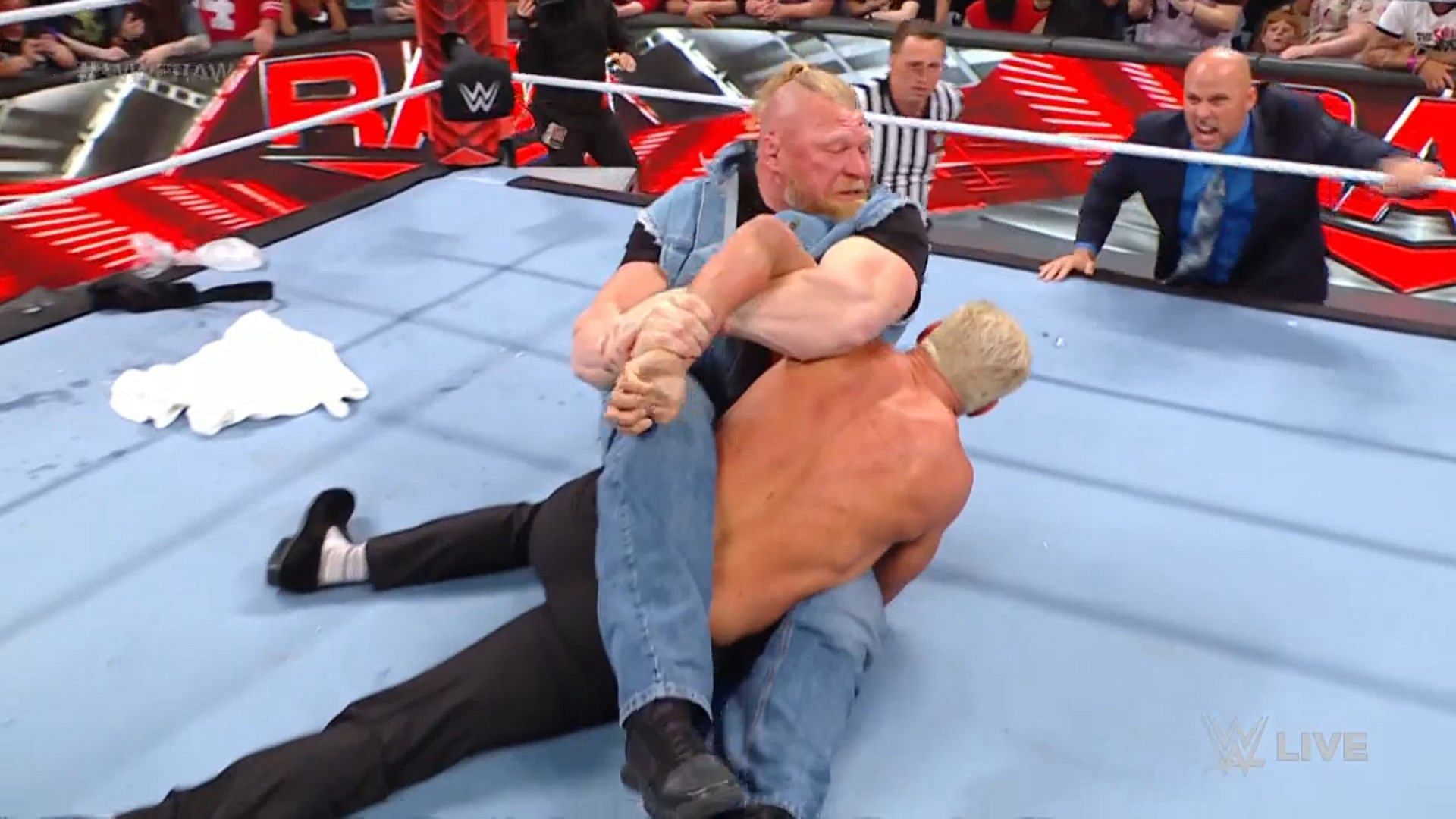 Brock Lesnar attacked Cody on RAW