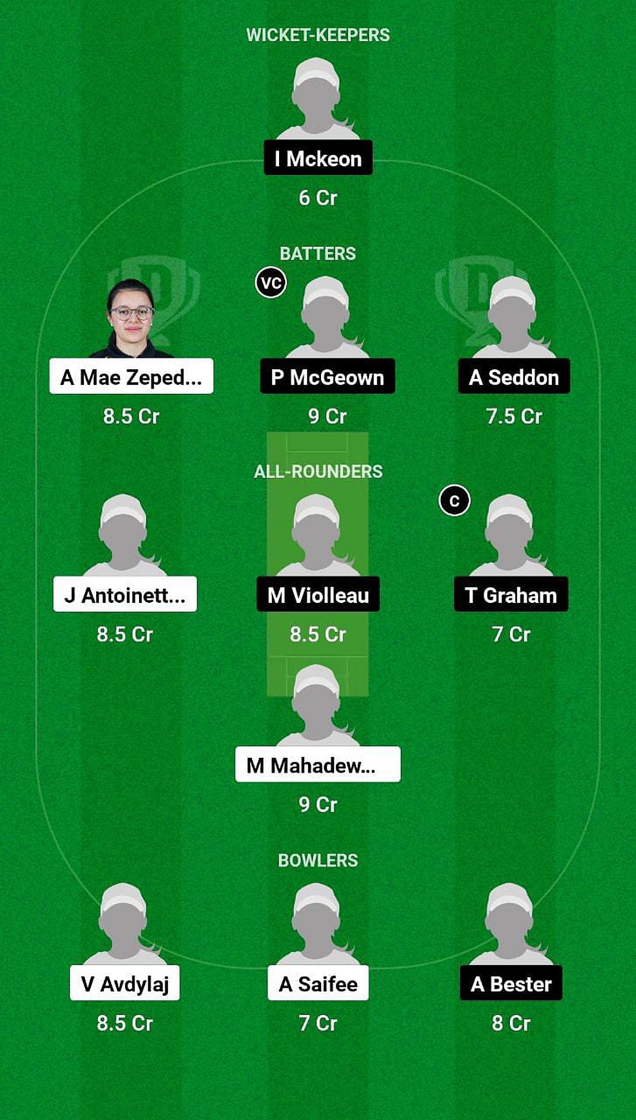 AUT-W vs FR-W Fantasy Suggestion Team 1