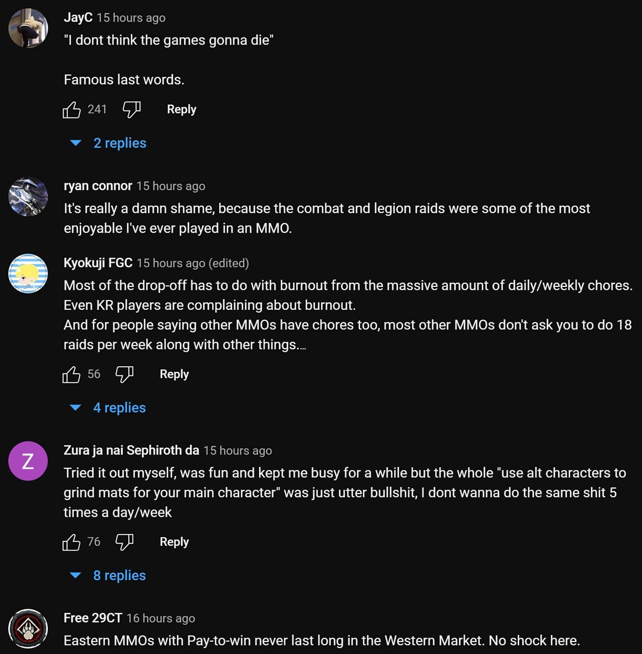 Fans in the YouTube comments section reacting to the streamer's clip (Image via Asmongold Clips/YouTube)