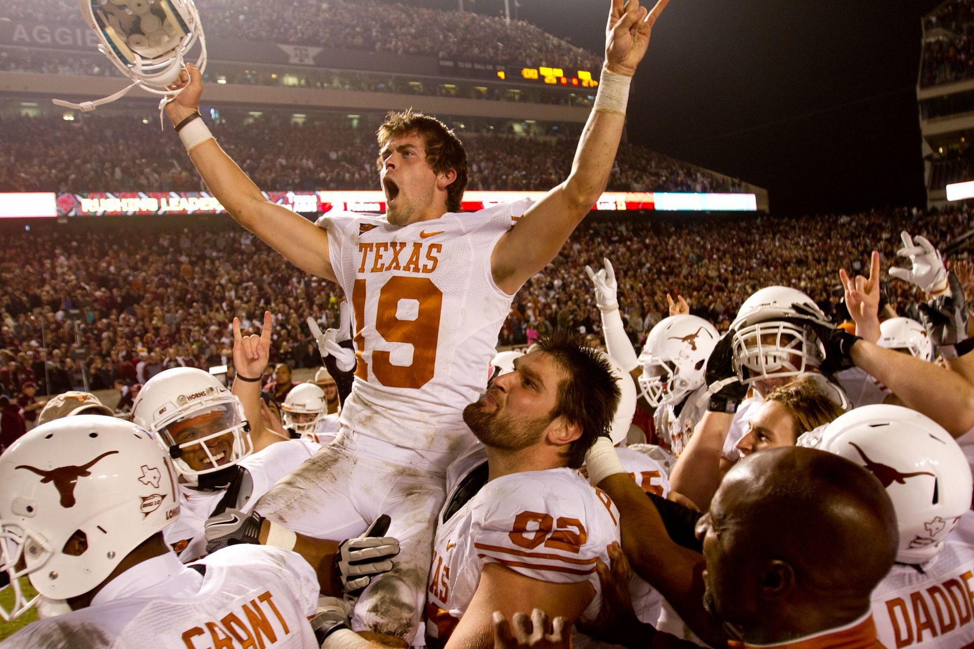 Justin Tucker during Texas v Texas A&M