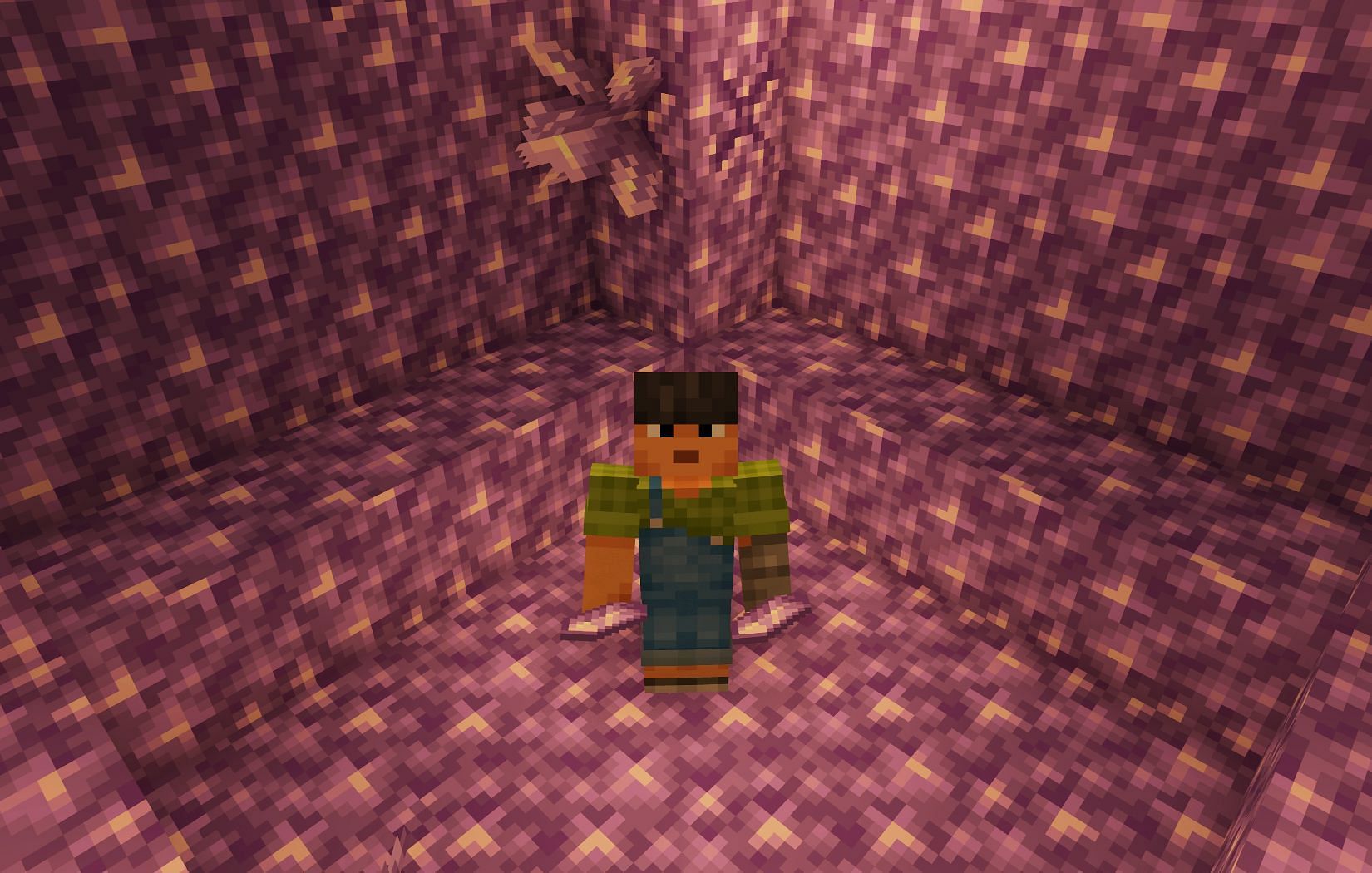 Amethyst clusters can be found inside the caves (Image via Mojang)