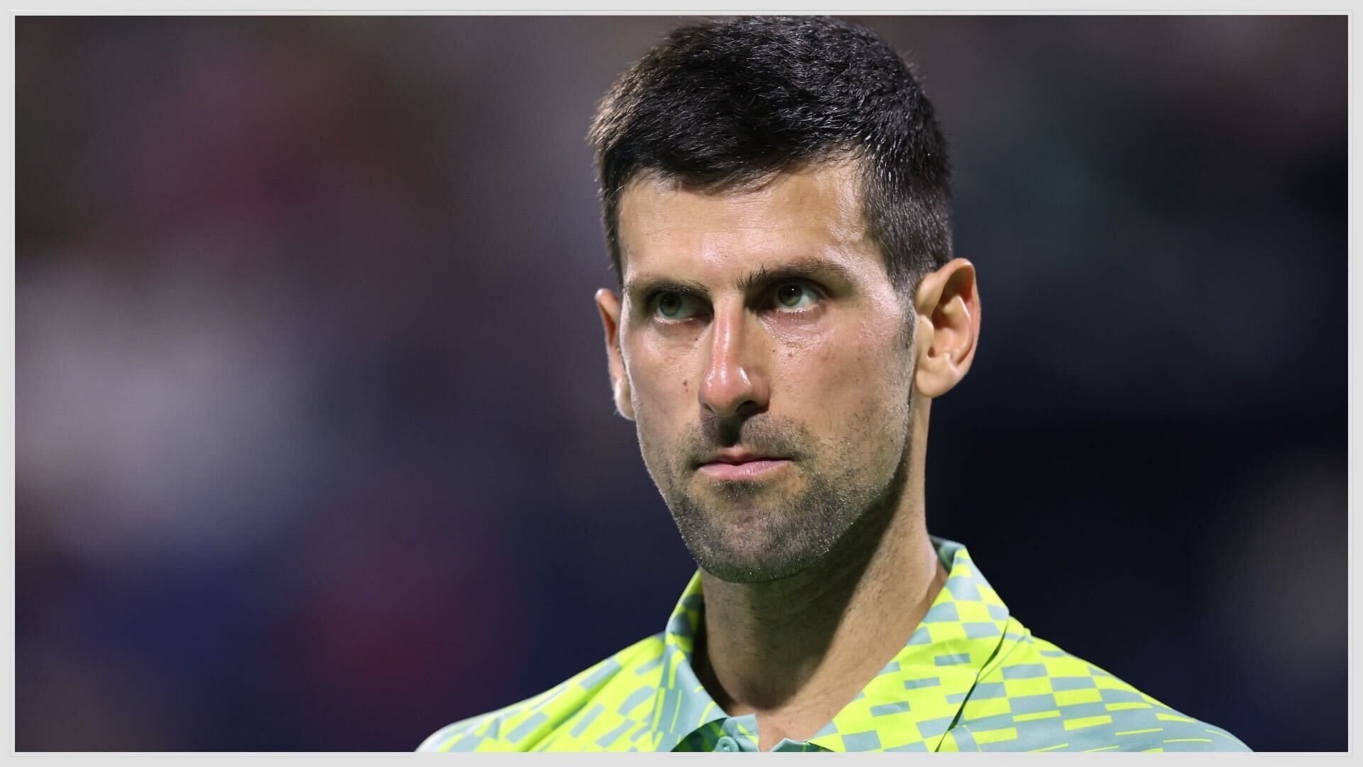 Novak Djokovic stared down his opponent after being hit on the calf