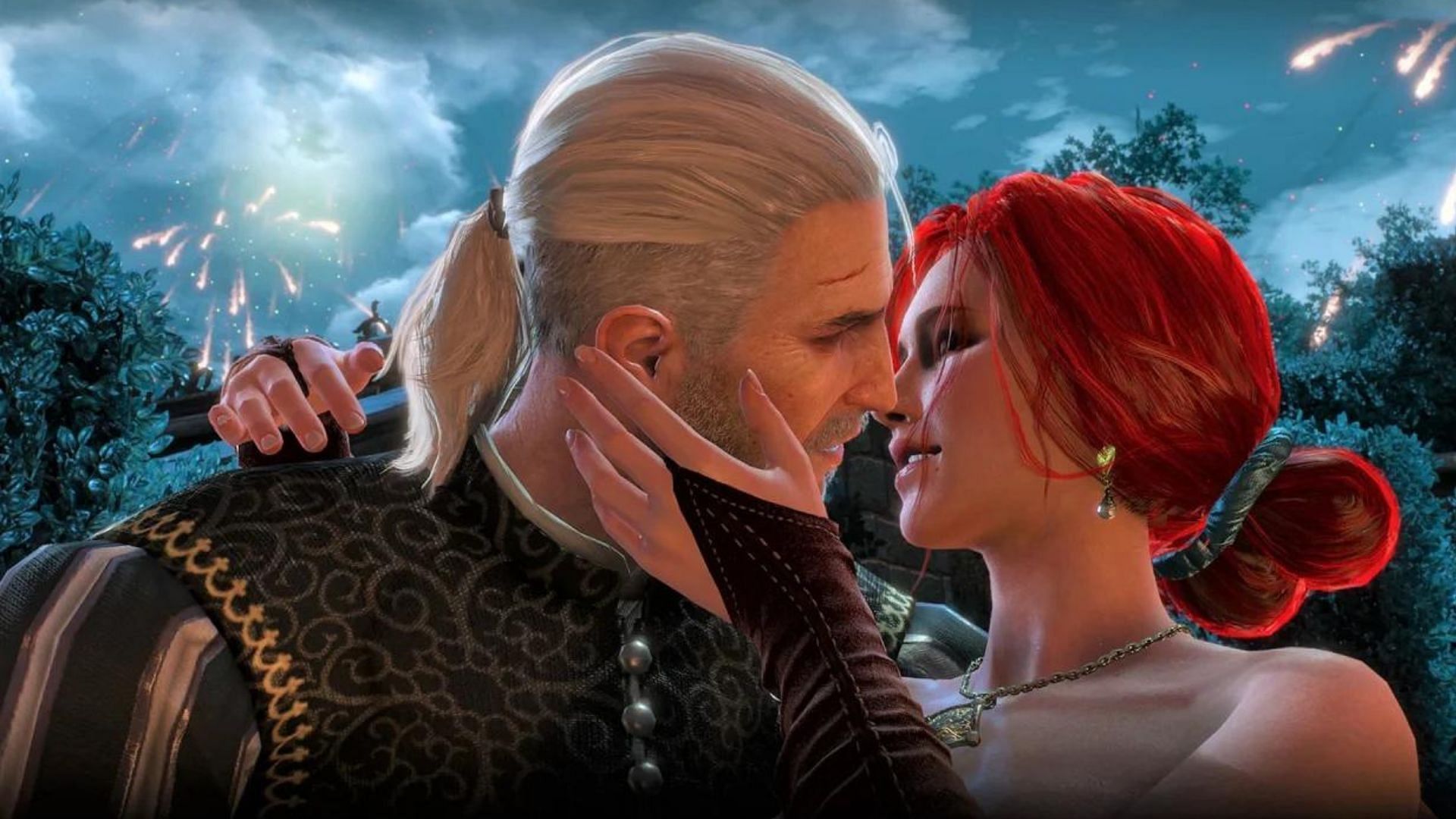 One romantic moment in The Witcher 3: Wild Hunt. (Image via CD Projekt)