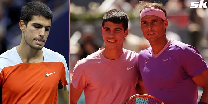 "This is getting pretty cringe at this point" - Tennis fans surprised by Carlos Alcaraz imitating Rafael Nadal's water bottle habits
