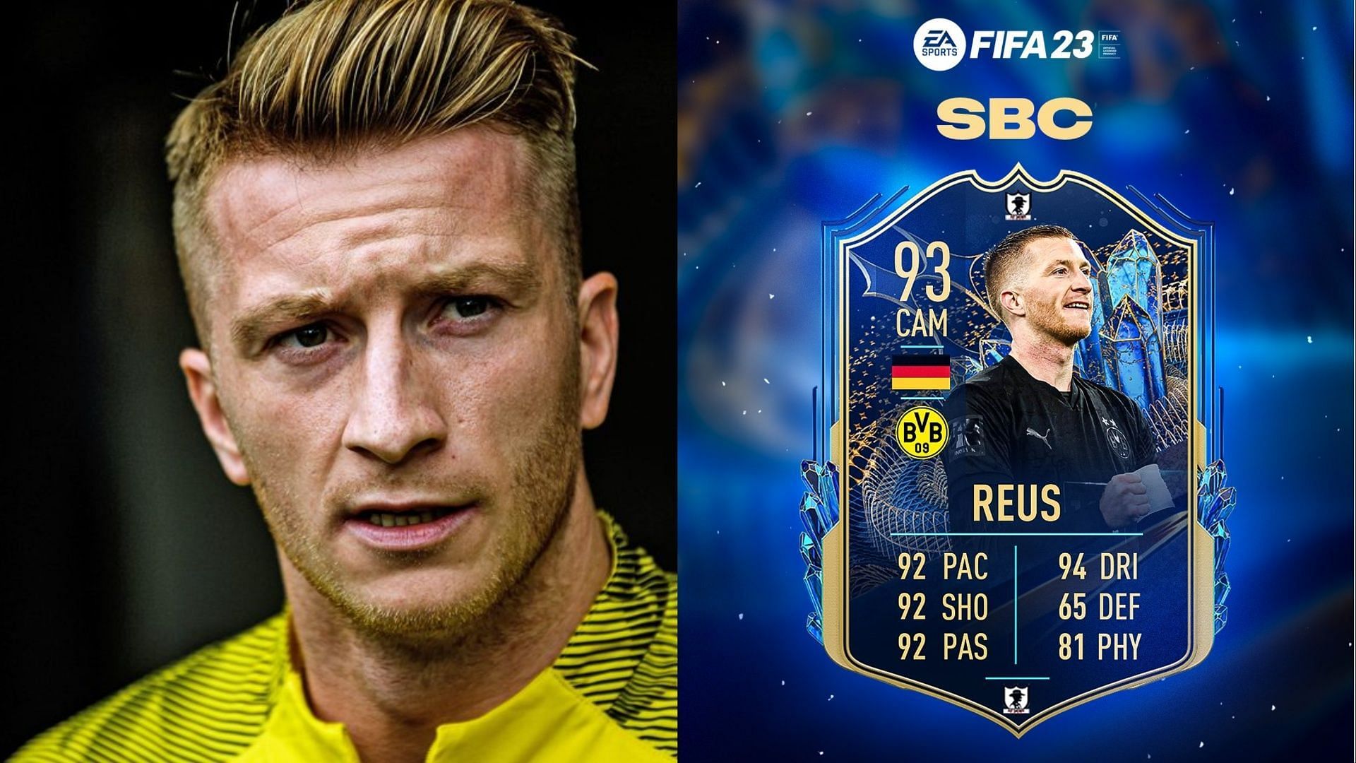 The Marco Reus Bundesliga TOTS SBC could be highly popular among FIFA 23 players (Images via Getty, Twitter/FUT Sheriff)