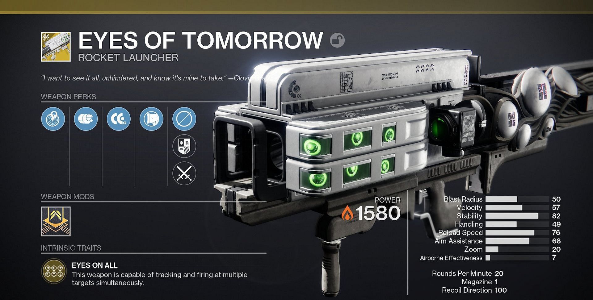 Eyes of Tomorrow is a potent Rocket Launcher (Image via Bungie)