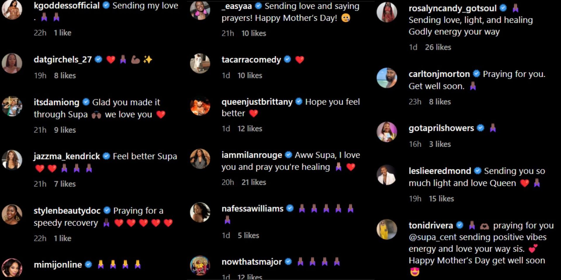 Reactions on Supa&#039;s recent social media post (Image via Instagram/@supa_cent)