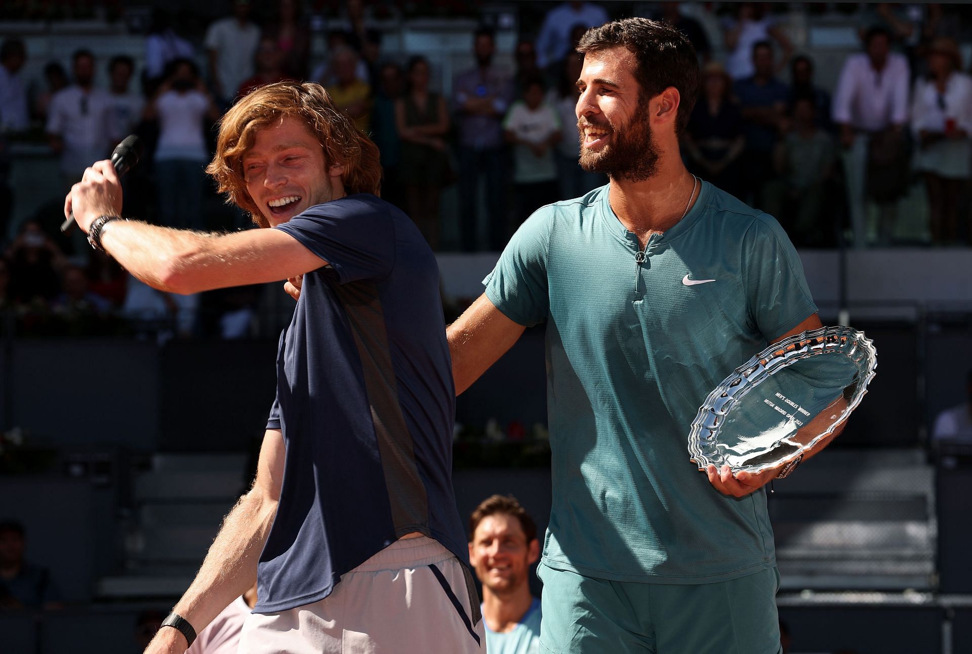 Andrey Rublev and Karen Khachanov at thr 2023 Madrid Open