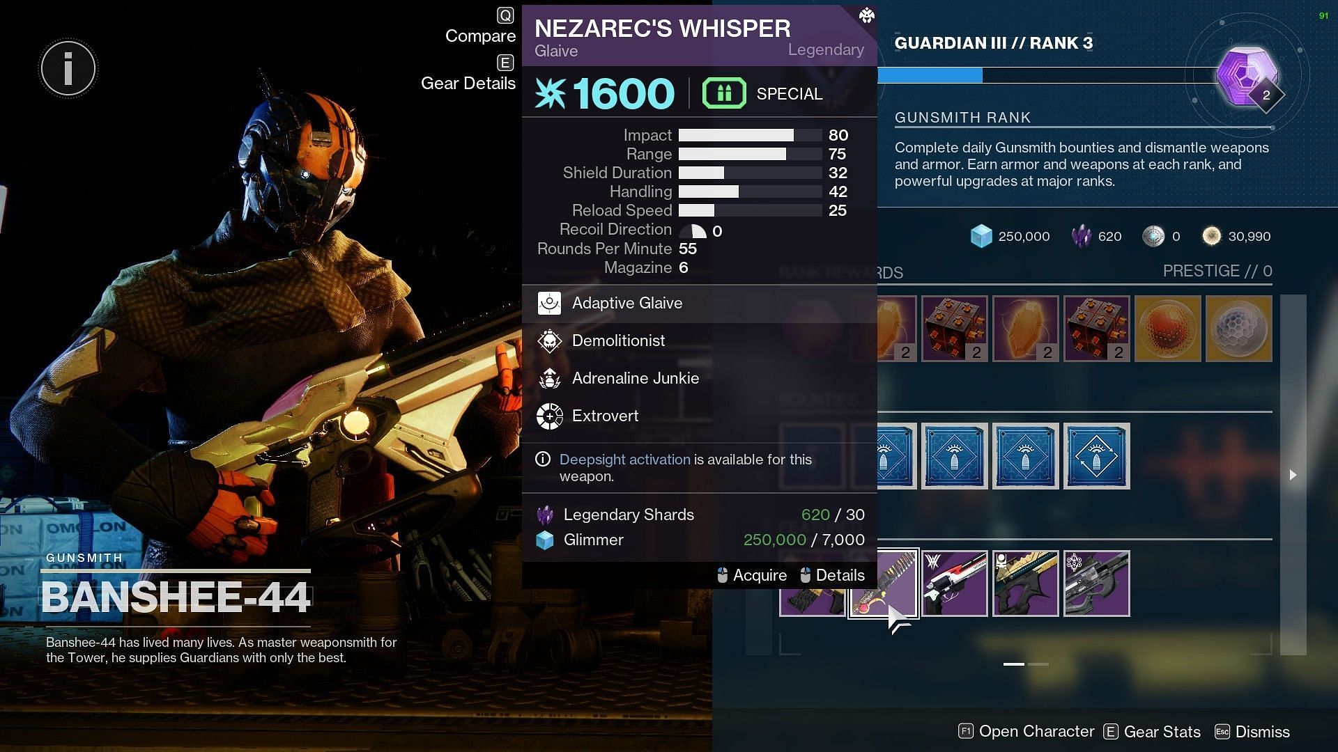 Past season&#039;s weapon from Banshee (Image via Destiny 2)