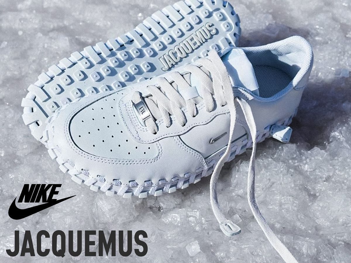 Jacquemus Nike J Force 1 White Woven shoes (Image via Sportskeeda)