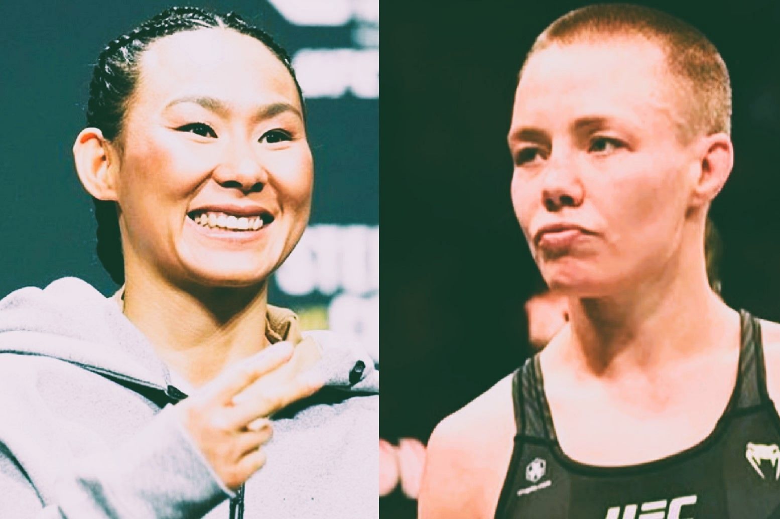 Xiaonan vs. Namajunas [Images via @xiaonan_yan & @rosenamajunas on Instagram]