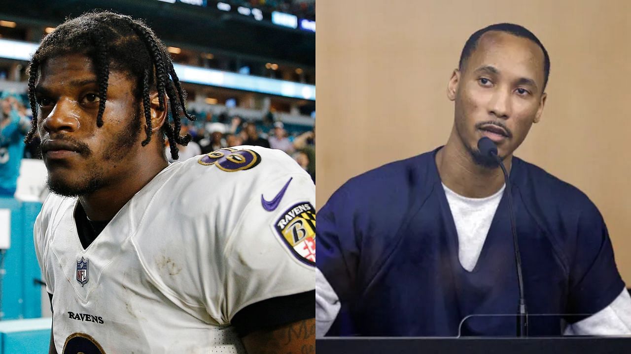 Ravens QB Lamar Jackson believes former NFL wideout Travis Rudolph is innocent of murder - left image via Getty, right image via Palm Beach Post