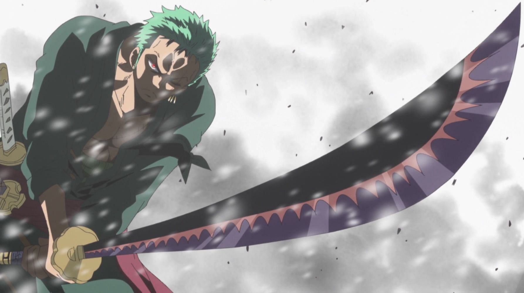 Pirate hunter slicing through Yuki Onna (Image via Studio Pierrot)