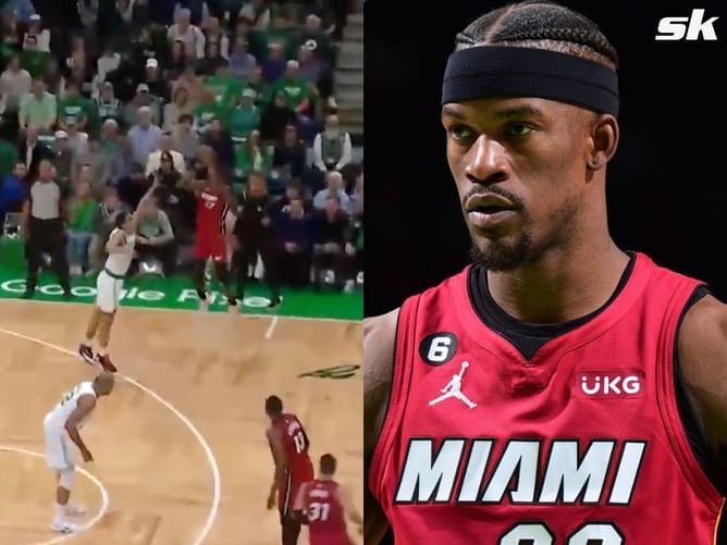 Watch - Jimmy Butler hits a dagger 3 as the shot clock expires