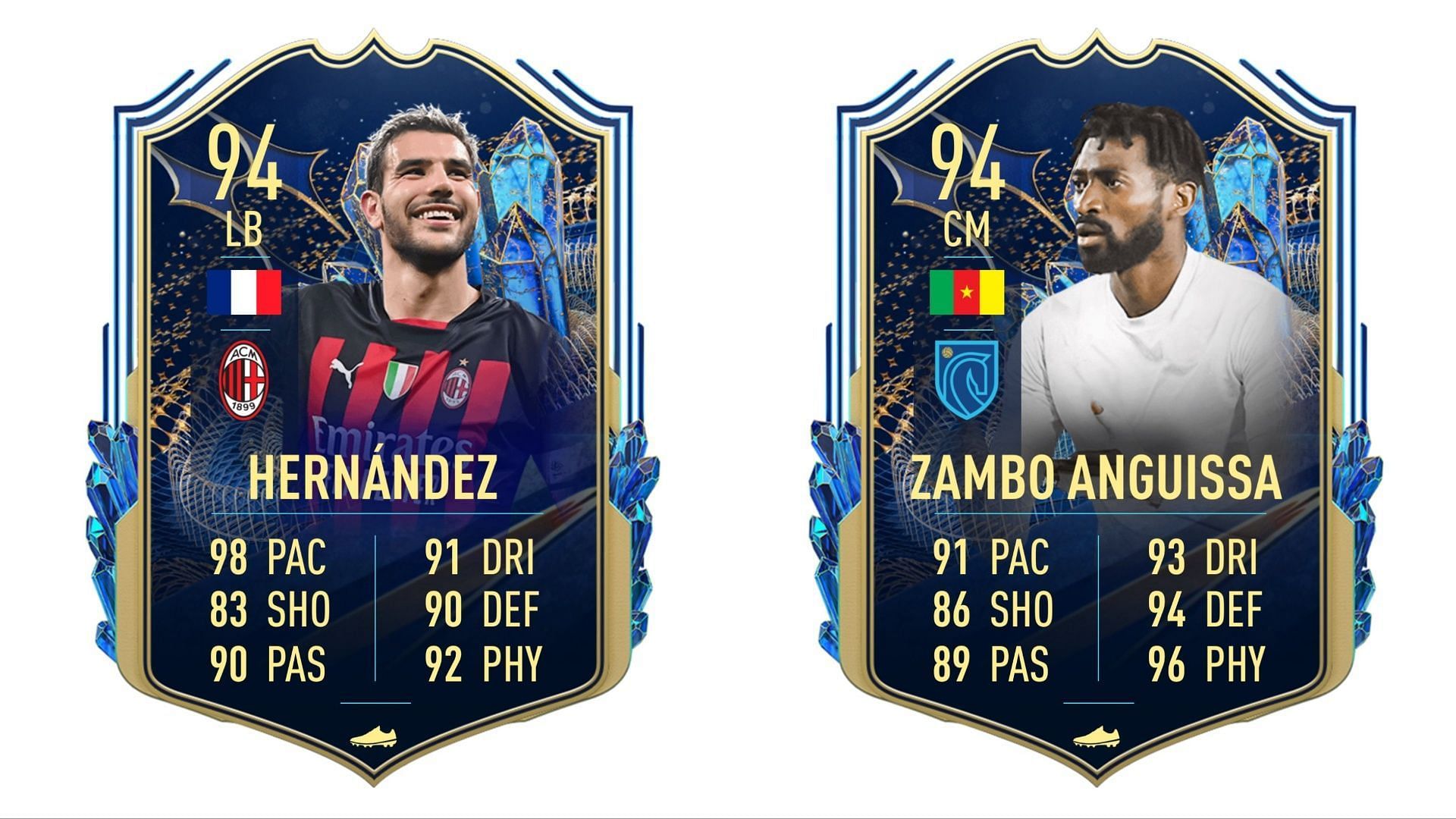 TOTS Theo and Zambo Anguissa have been leaked (Images via Twitter/FIFA23Leaked_)