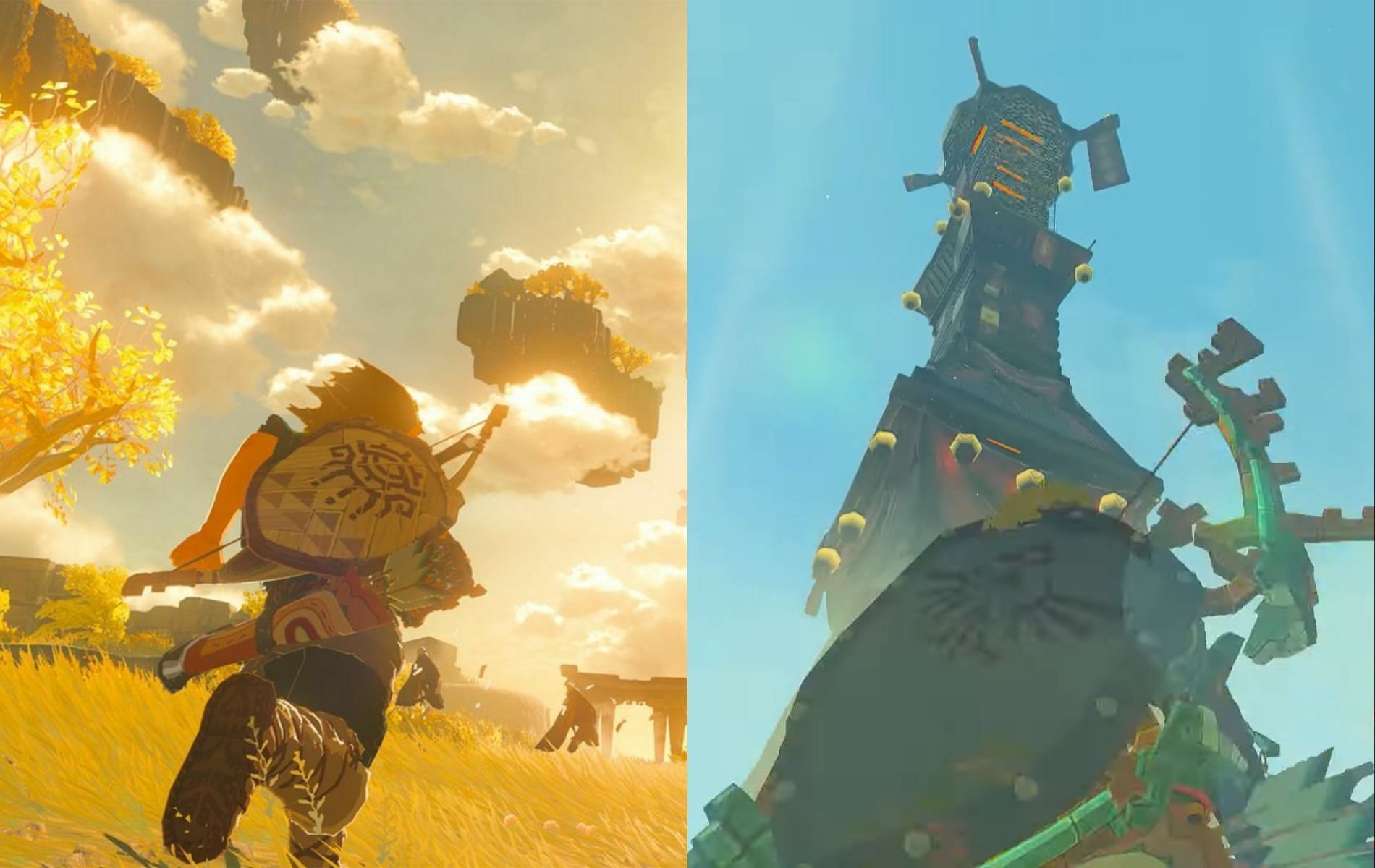 Link must find an alternate route to get into this Skyview Tower (Images via Nintendo/YouTube: WoW Quests)