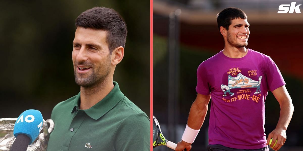 Novak Djokovic (L) and Carlos Alcaraz (R)