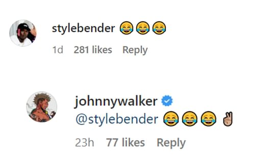 Screenshots of Adesanya and Walker's comments