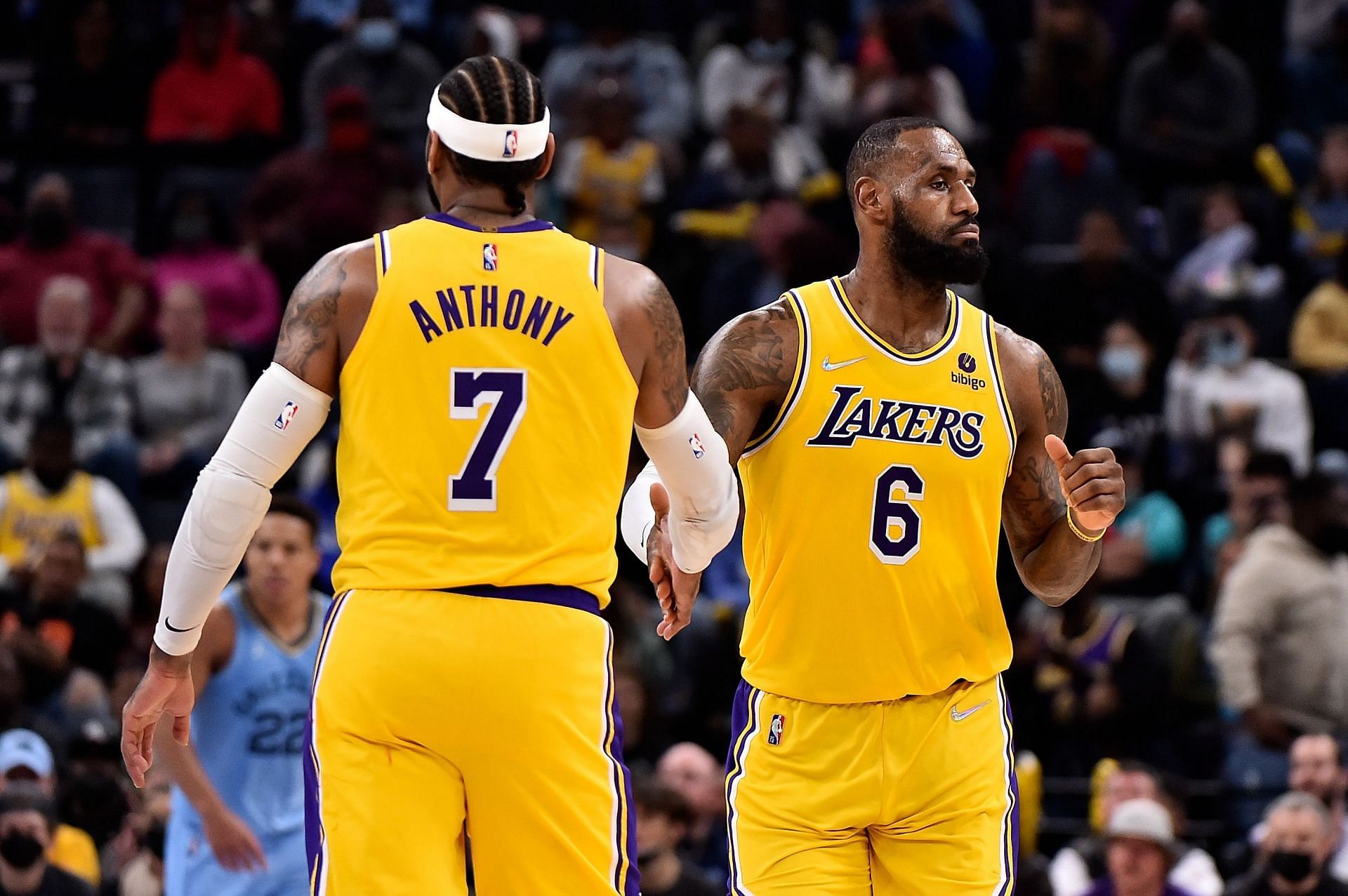 Carmelo Anthony and LeBron James of the LA Lakers