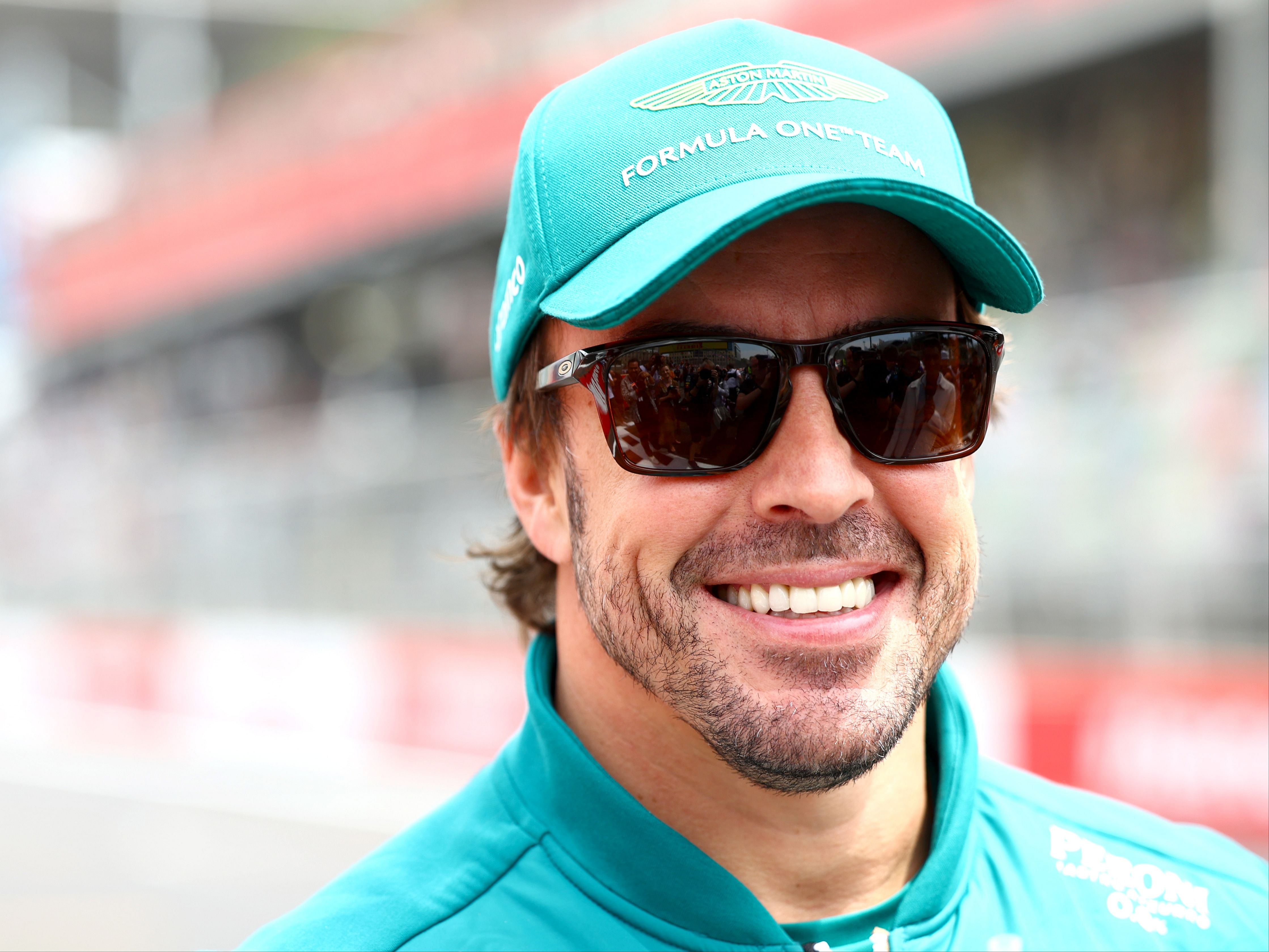 Fernando Alonso looks on in the paddock prior to the 2023 F1 Azerbaijan Grand Prix. (Photo by Mark Thompson/Getty Images)