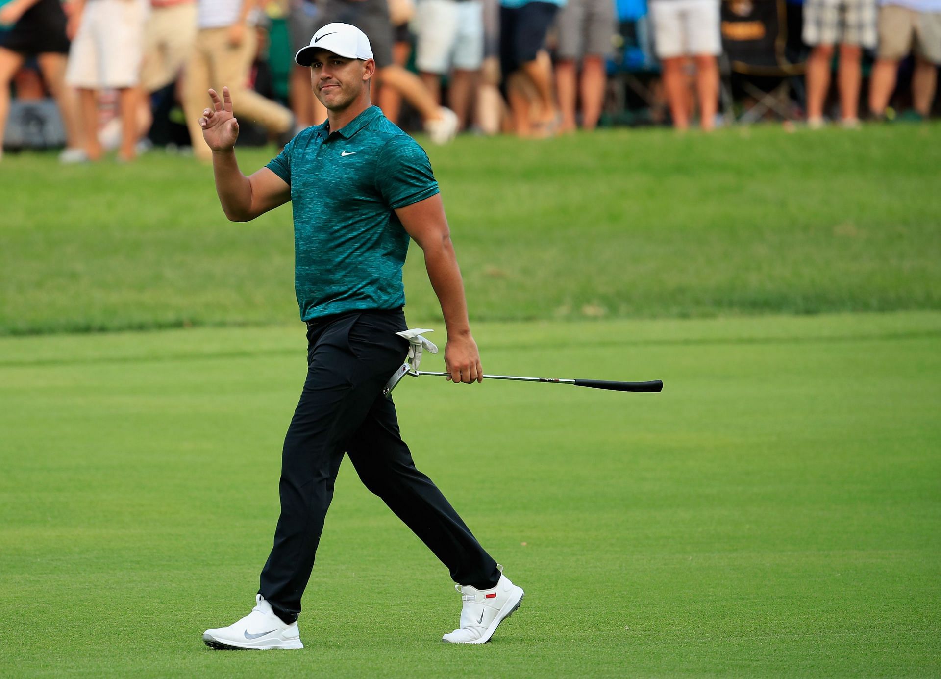 Brooks Koepka after setting his PGA Championship absolute scorin record. 2018. (Image via Getty).