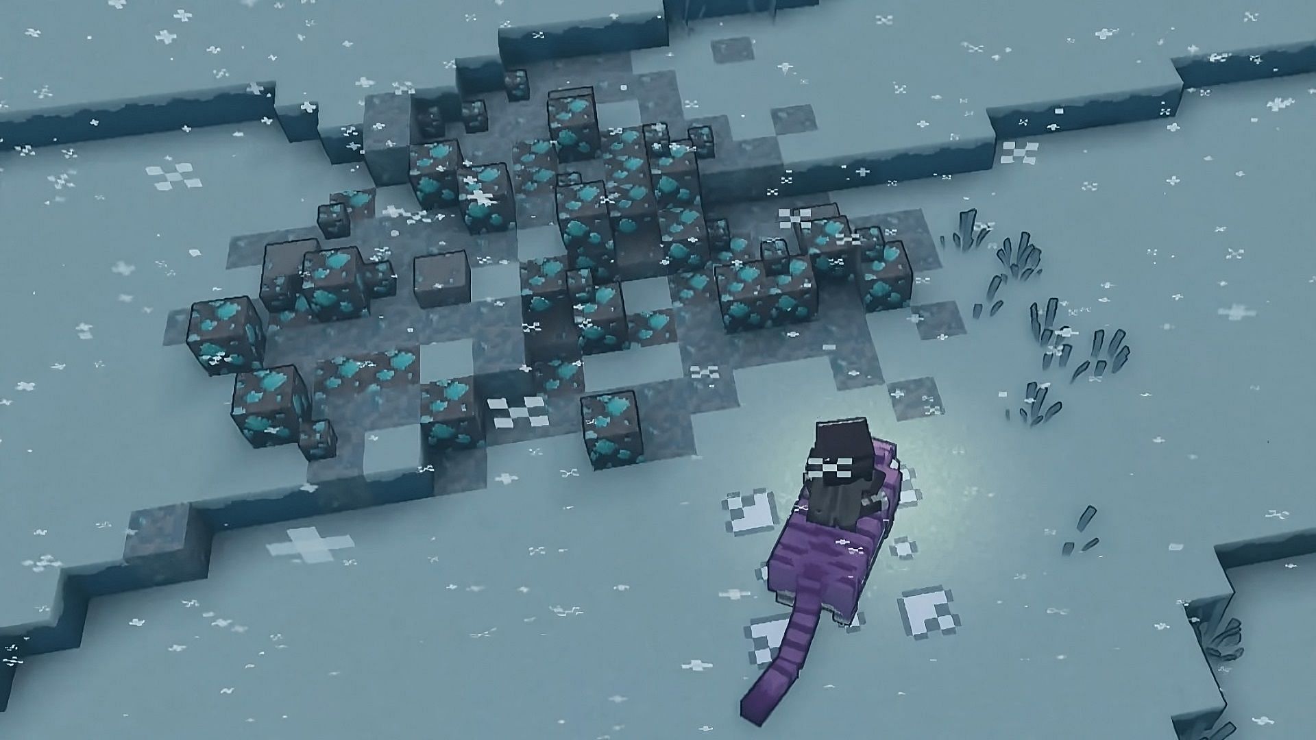 A player spots diamond ore in Minecraft Legends (Image via Mojang)