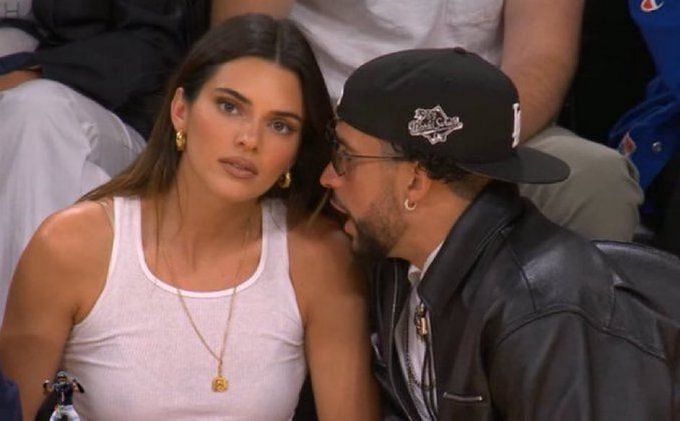 Kendall Jenner Bad Bunny Lakers Game Whispering